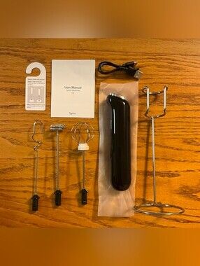 Handheld Electric Milk Frother with Multiple Attachments - Black